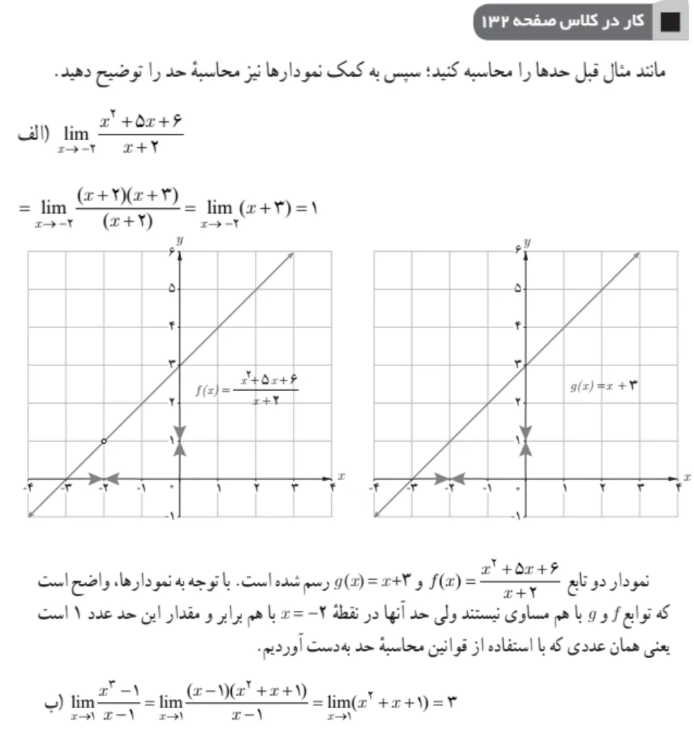 جواب کار در کلاس صفحه ۱۳۲ ریاضی یازدهم تجربی