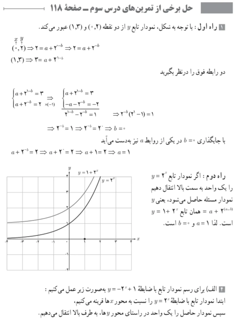 جواب و حل برخی از تمرین های صفحه ۱۱۸ ریاضی یازدهم تجربی