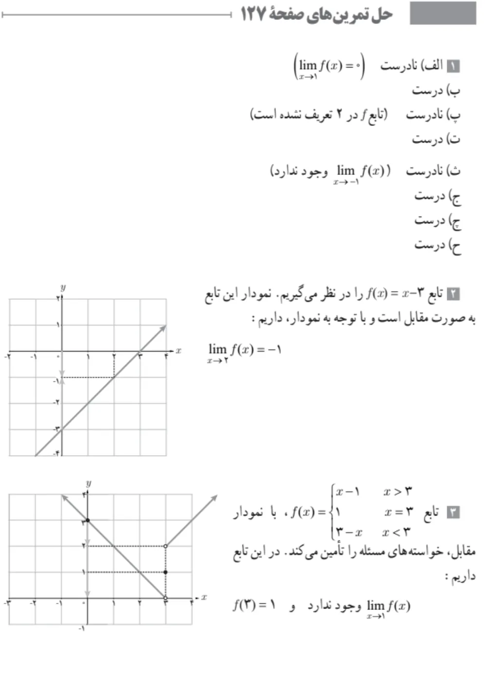 جواب و حل تمرین های صفحه ۱۲۷ ریاضی یازدهم تجربی