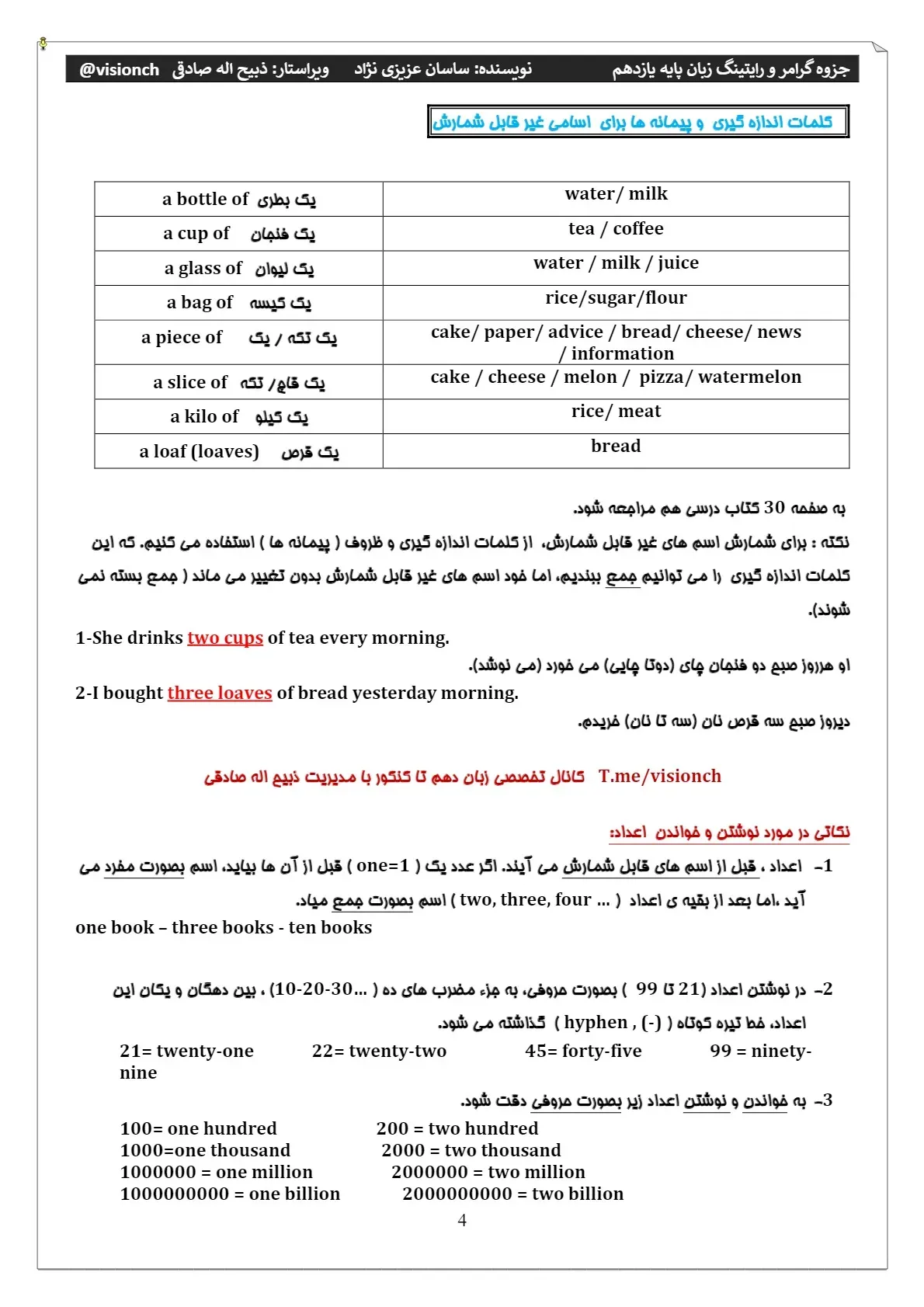 جزوه گرامر و رایتینگ زبان انگلیسی یازدهم (درس اول،دوم، سوم)