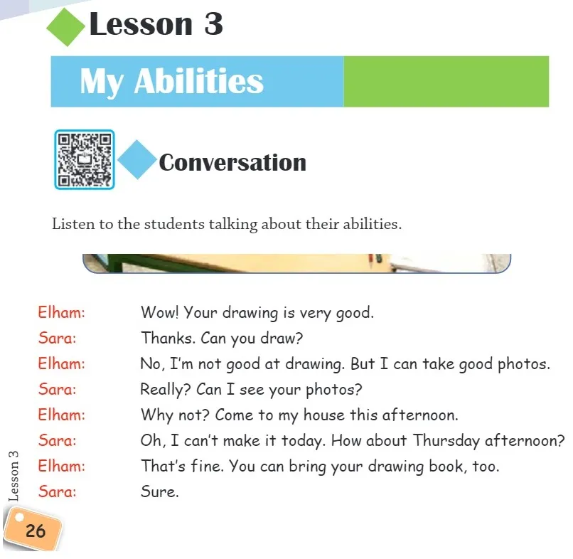 فایل صوتی درس سوم زبان هشتم بخش کانورسیشن (مکالمه) conversation