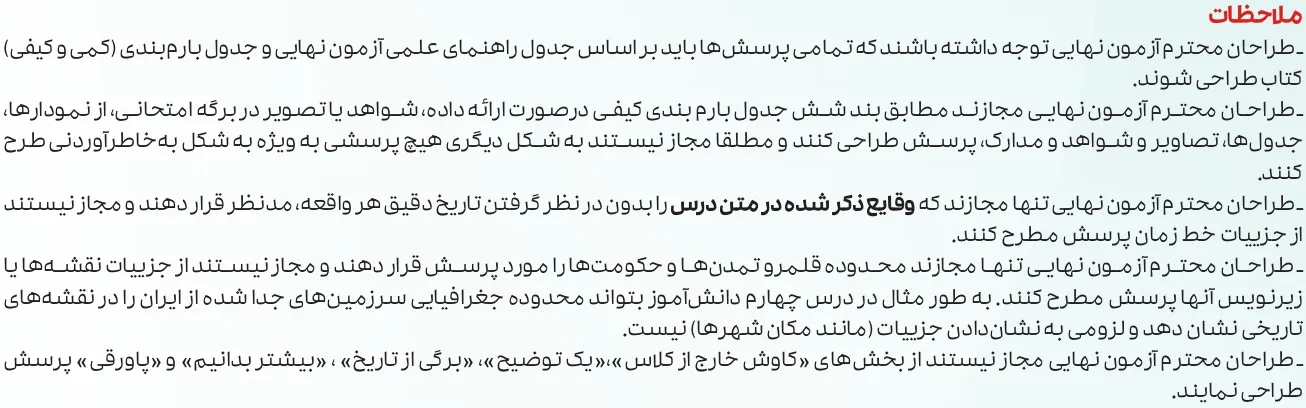 بارم بندی تاریخ دوازدهم انسانی ۱۴۰۵ [خرداد-شهریور-دی]