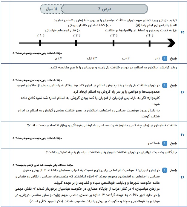جزوه سوالات نهایی درس به درس تاریخ یازدهم انسانی با جواب