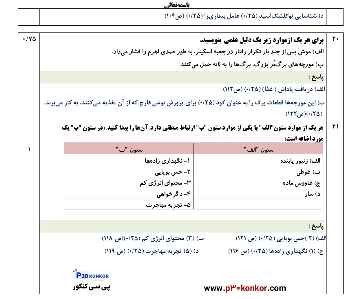 سوالات امتحان نهایی زیست دوازدهم دی ۱۴۰۴ + پاسخنامه