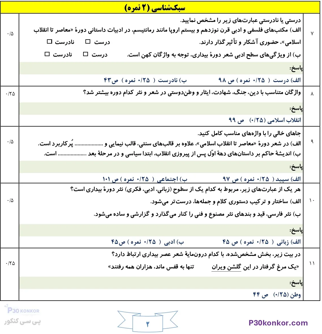 سوالات امتحان نهایی علوم و فنون ادبی دوازدهم دی ۱۴۰۴ + جواب