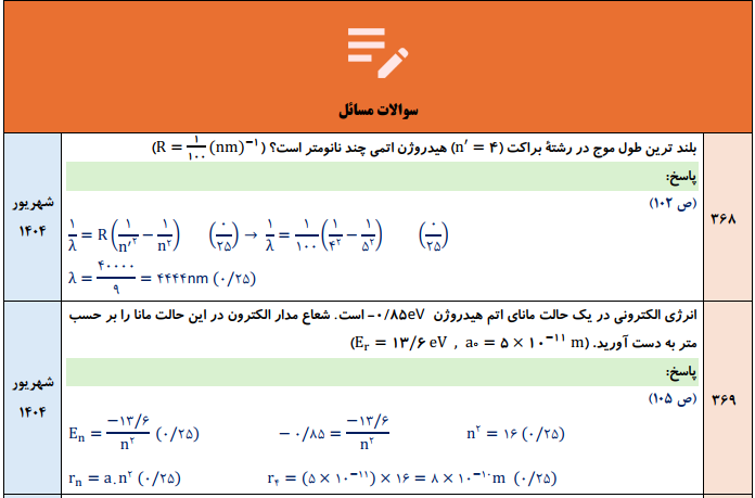 جزوه 400 سوال نهایی فصل به فصل فیزیک دوازدهم تجربی با جواب