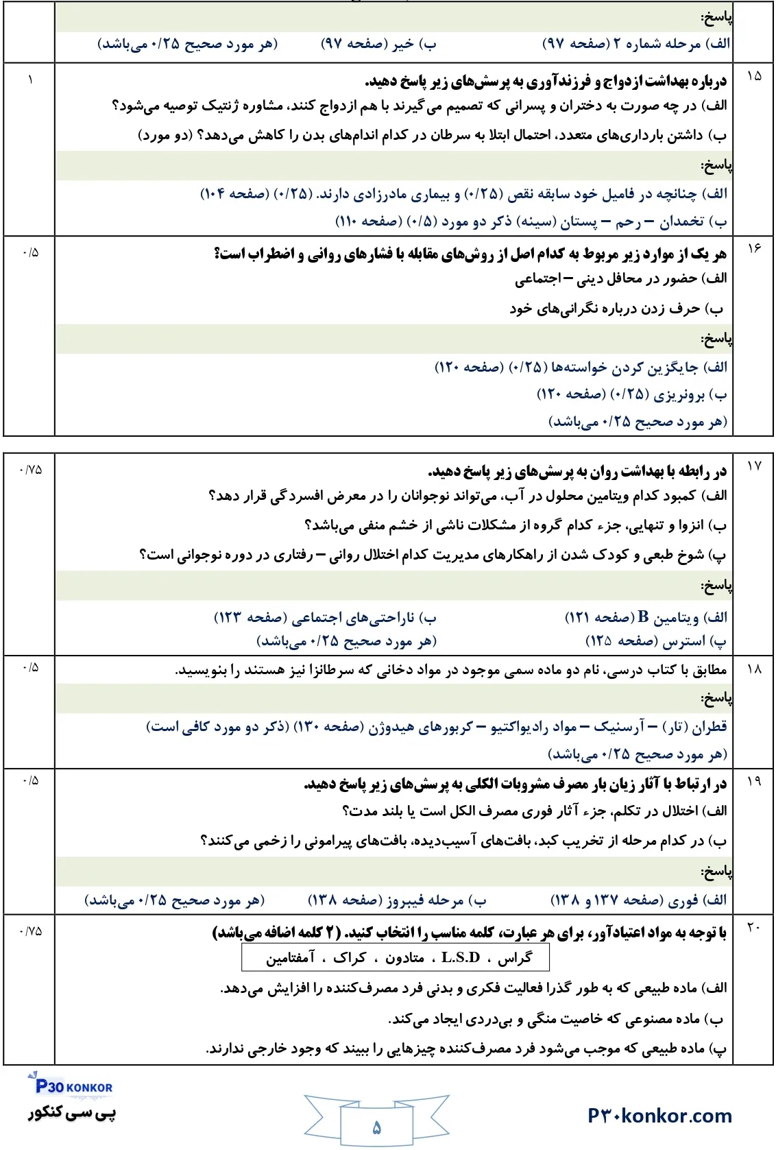 سوالات امتحان نهایی سلامت و بهداشت دوازدهم دی ۱۴۰۴ + پاسخنامه