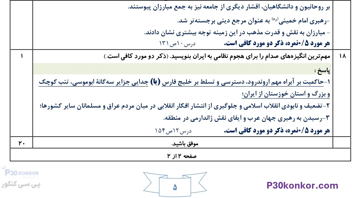 سوالات امتحان نهایی تاریخ دوازدهم انسانی دی ۱۴۰۴ با جواب