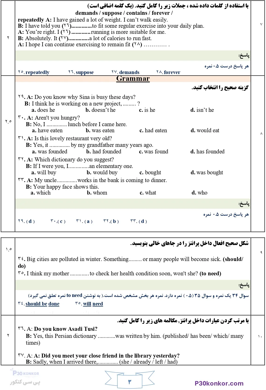 دانلود سوالات امتحان نهایی زبان انگلیسی دوازدهم دی ۱۴۰۴ + پاسخنامه