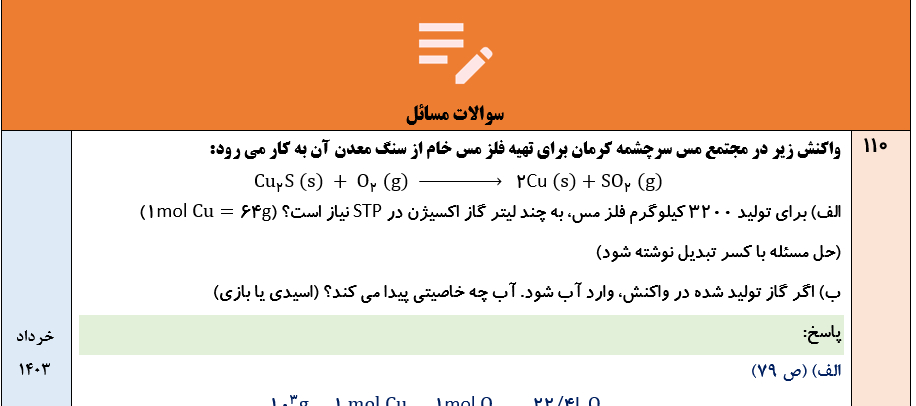جزوه 130 سوال نهایی تالیفی فصل به فصل شیمی دهم با جواب