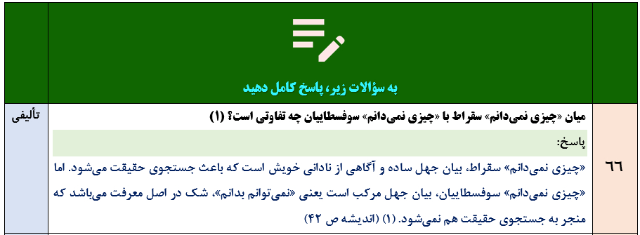 جزوه 150 سوالات نهایی تالیفی درس به درس فلسفه یازدهم با جواب